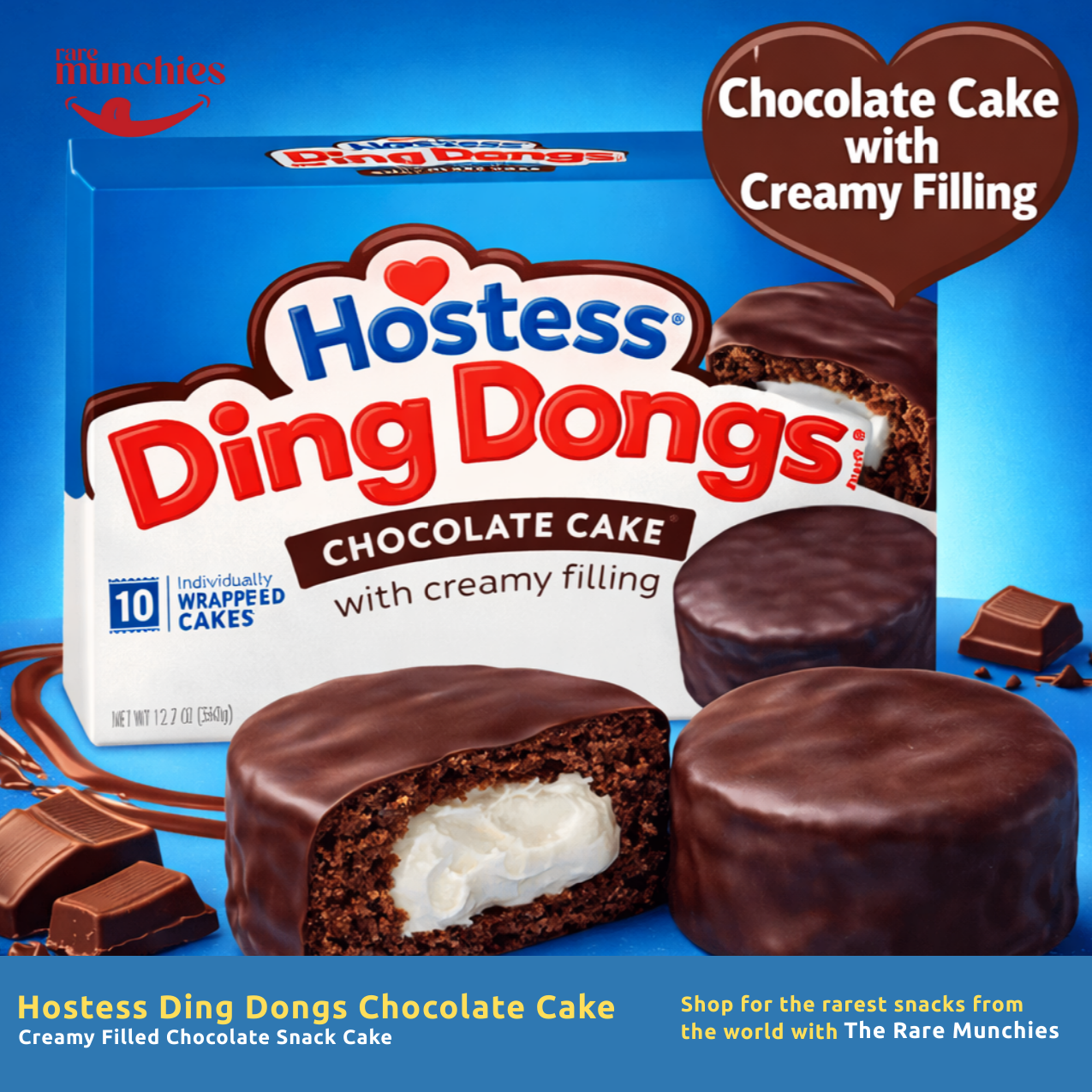 Hostess Ding Dongs Chocolate Cake 36g – Creamy Filled Chocolate Snack Cake (USA)