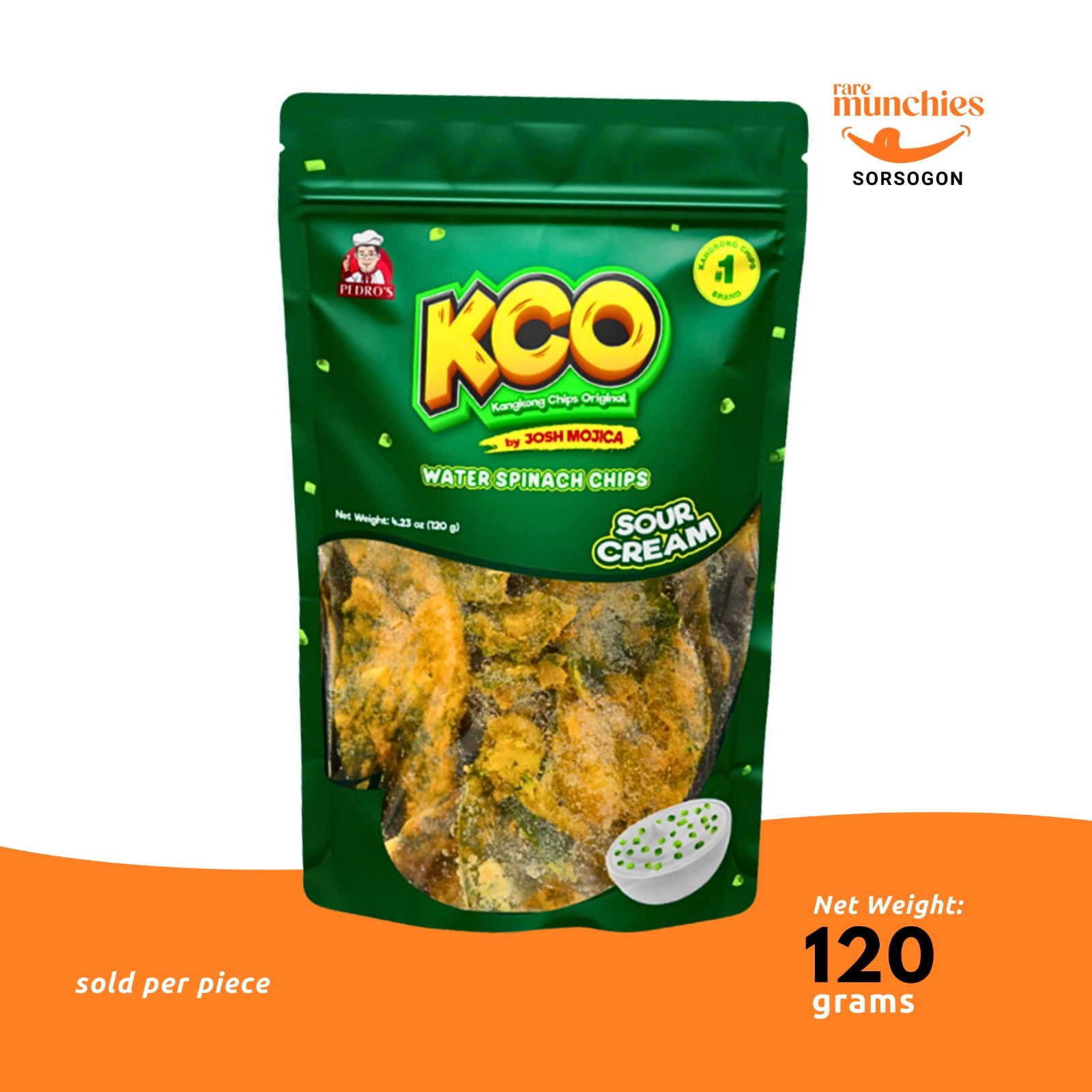 KCO Water Spinach Chips Sour Cream 120g – Sour Cream Flavoured Snack (Philippines)