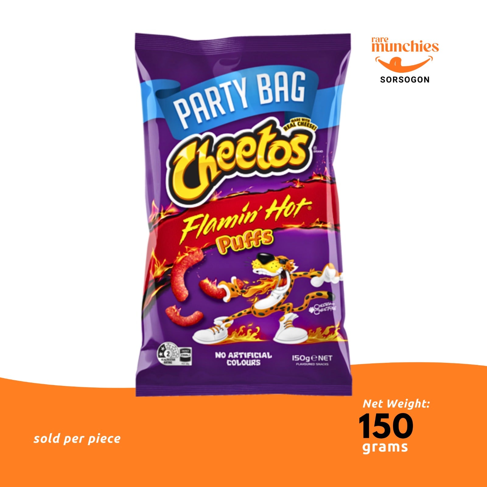 Cheetos Flamin’ Hot Puffs Party Bag 150g – Spicy Cheese (Australia)