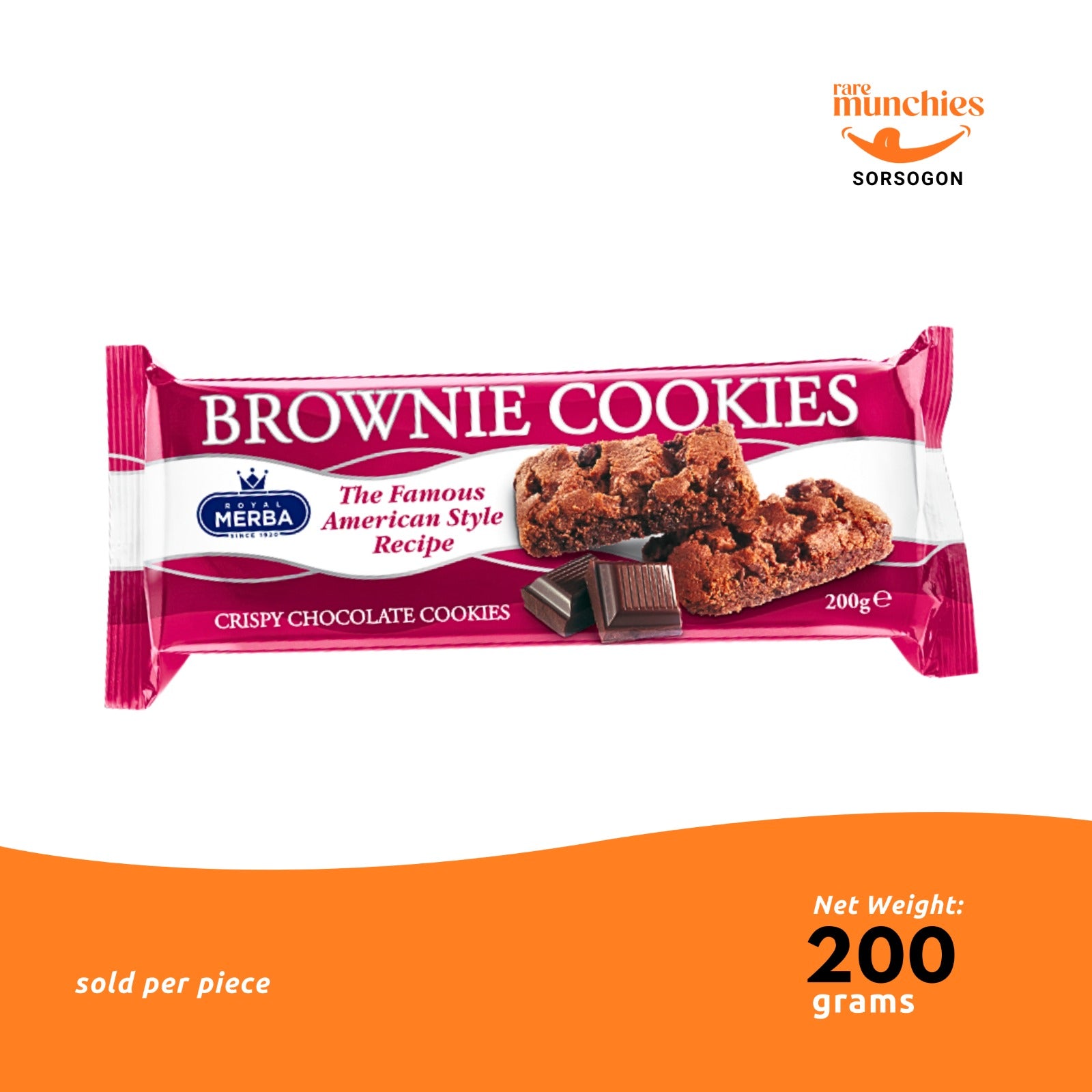 Merba Brownie Cookies 200g – Chocolate Brownie Flavored Cookies(Germany)