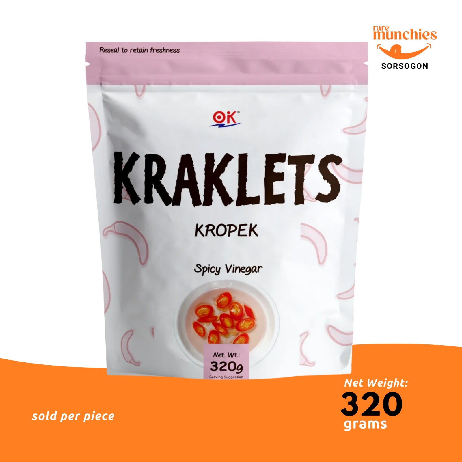 OK Kraklets Spicy Vinegar Snack 320g (Philippines)