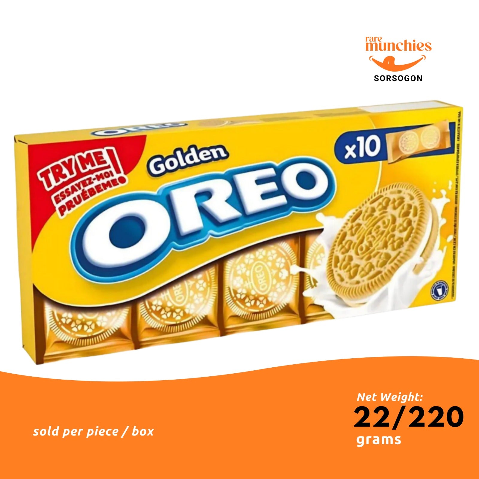 Oreo Golden Sandwich Cookies 22/220g – Vanilla Cream (USA)