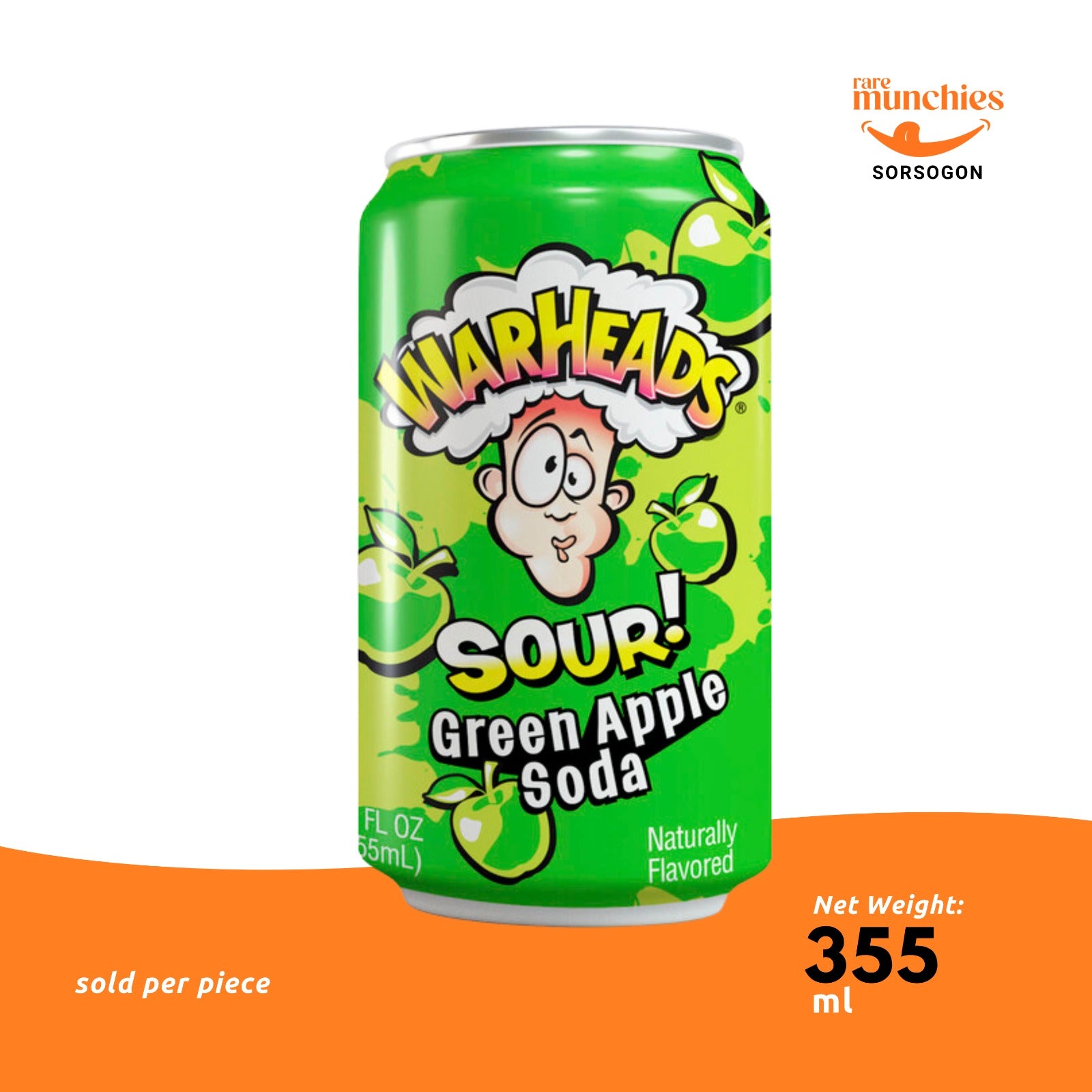 Warheads Sour Green Apple Soda 355ml (USA)