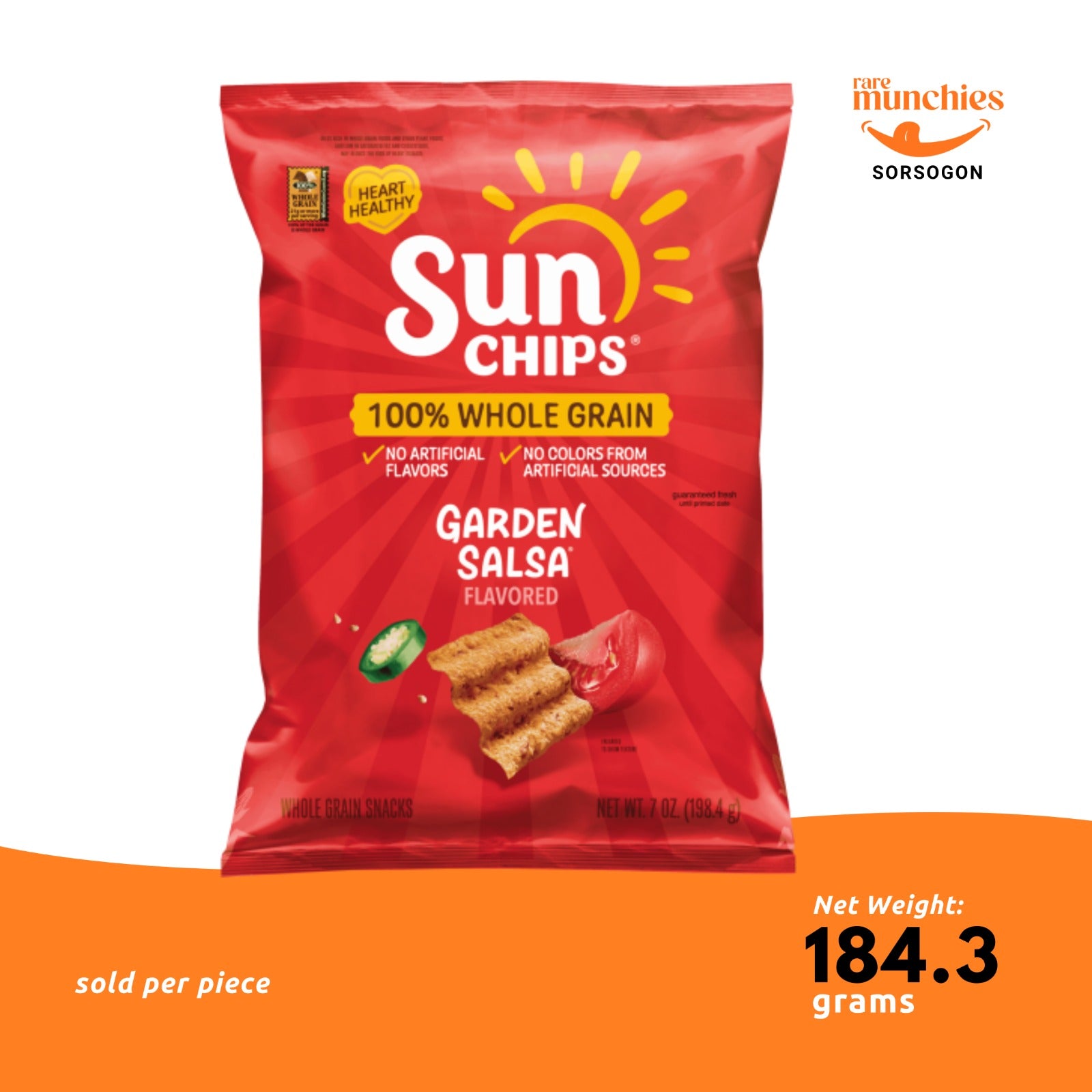 SunChips Garden Salsa 184.3g – Multigrain Crunchy Chips with Savory Garden Salsa Flavor from USA US