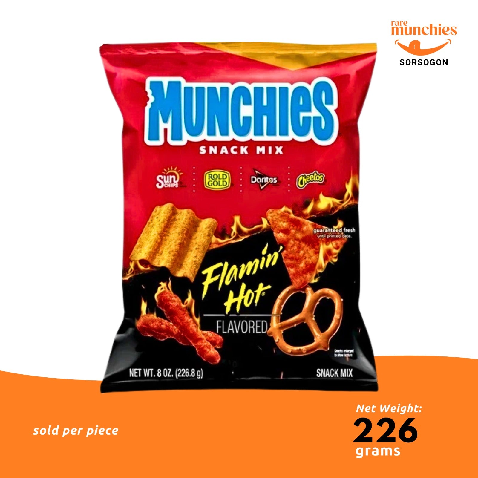 Munchies Flamin’ Hot Snack Mix – 8 oz (226 g) Spicy Crunch Snack (USA)