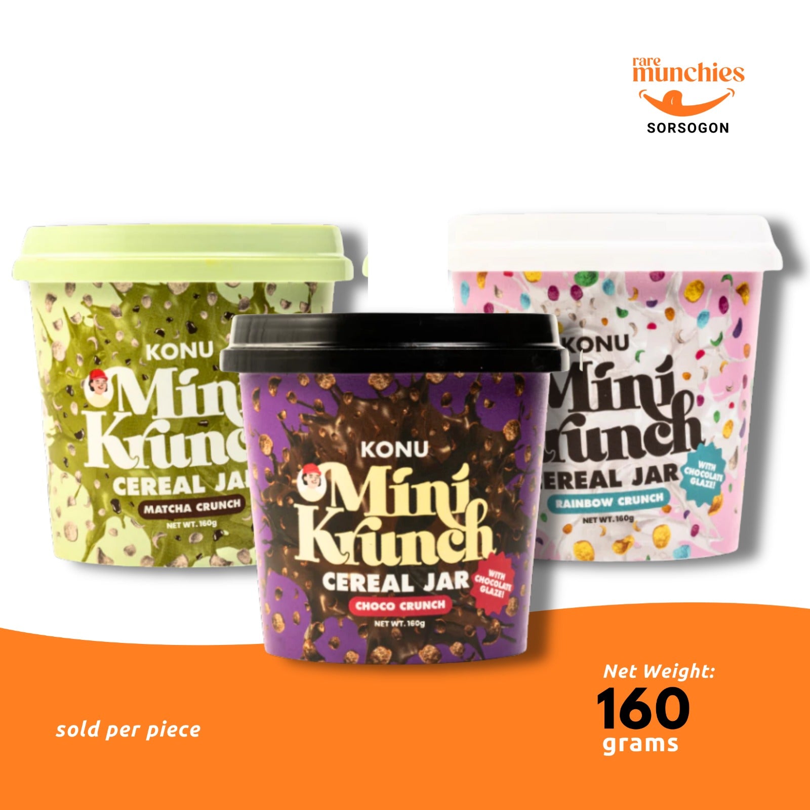 Konu Mini Krunch Cereal Jar 160g – Crispy Glazed Breakfast Cereal (Korea)