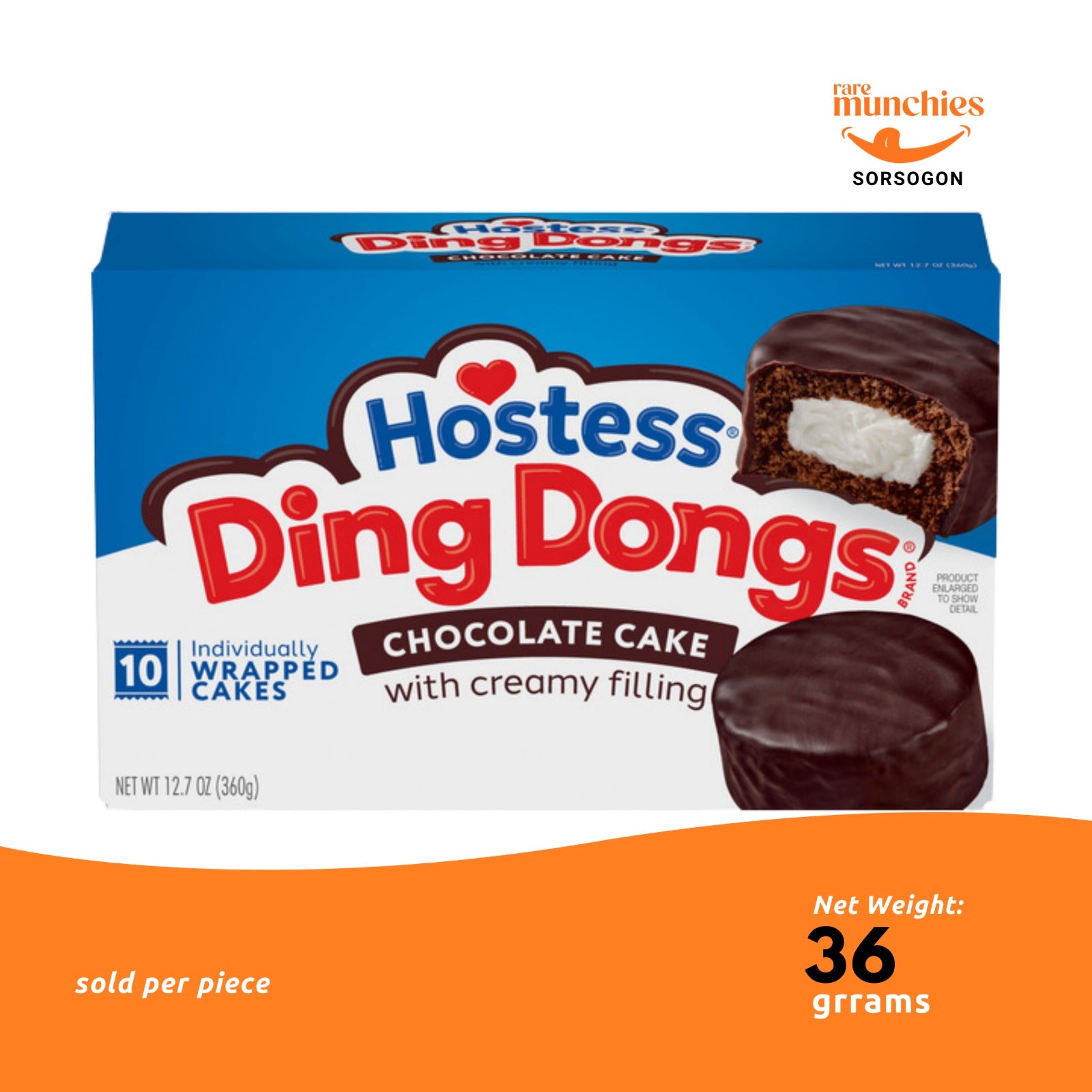 Hostess Ding Dongs Chocolate Cake 36g – Creamy Filled Chocolate Snack Cake (USA)