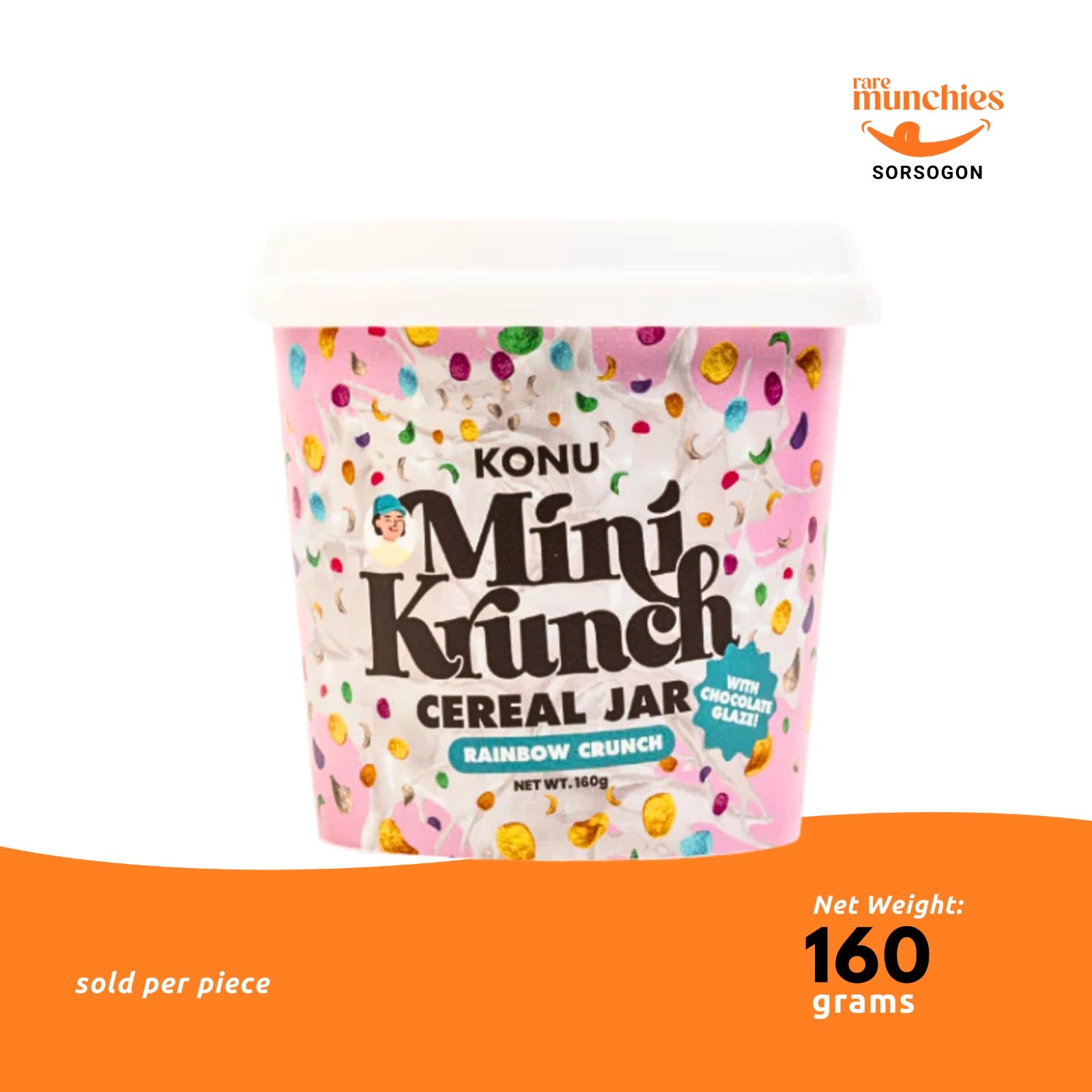 Konu Mini Krunch Cereal Jar 160g – Crispy Glazed Breakfast Cereal (Korea)