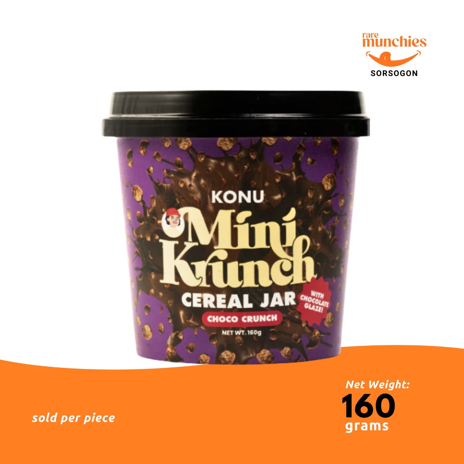 Konu Mini Krunch Cereal Jar 160g – Crispy Glazed Breakfast Cereal (Korea)